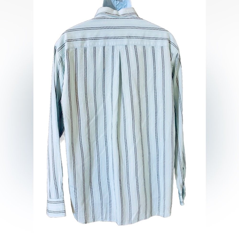 Tommy Bahama Men's XL Silk Blend Button Down Shirt Blue Striped Long Sleeve - Picture 2 of 11